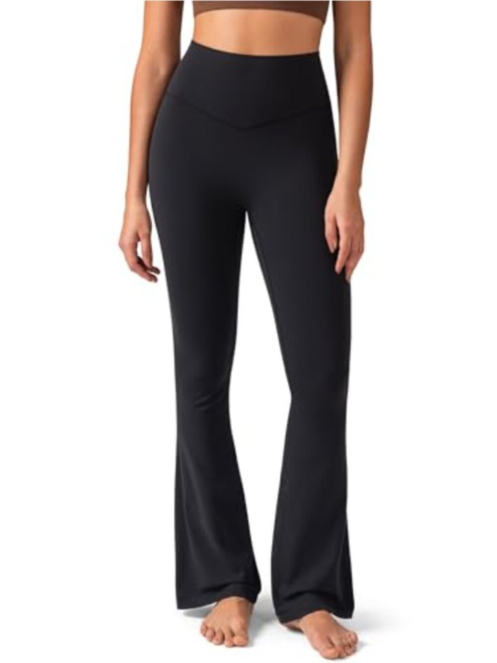No Front Seam Flare Leggings High-Waisted Yoga Pants 81% Nylon 19% Lycra